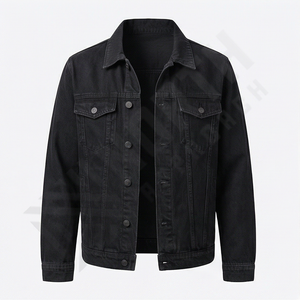 Veste en jean réversible de style bouton, couleur bleu uni, hiver, haute qualité, tissu respirant, grande taille - Product Image 1