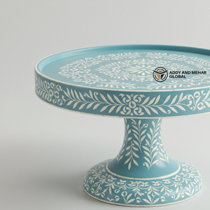 แท่นวางเค้กฝังกระดูกสีน้ำเงินทำด้วยมือฐานดอกไม้หรูหราสำหรับของหวานและของตกแต่ง - Product Image 5