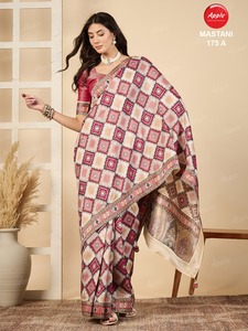 Saree en viscose pure Dola avec impression de position Tissu doux et léger Élégant en indien traditionnel pour les femmes Tenue de fête - Product Image 3