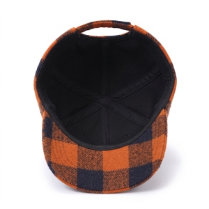 Orange <b>Navy</b> Plaid Baseball Cap Unisex Flannel Casual <b>Hat</b> Wholesale Custom Logo High Quality OEM ODM Low MOQ 6 Panel Adjustable - Product Image 5