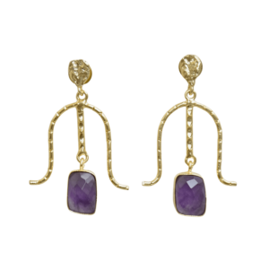 Boucles d'oreilles pendantes en laiton naturel, pierre semi-précieuse naturelle de qualité supérieure, laiton plaqué rhodium, pièce tendance, vente en gros - Product Image 1