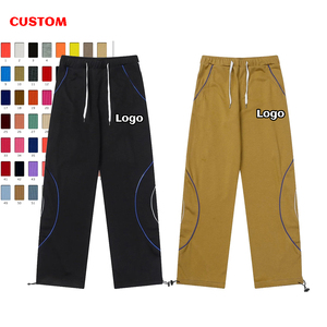 Oem Custom Cotton French Terry Pants <b>Stacked</b> Flared Sweatpants Streetwear Baggy Pocket Pants Wide Leg for Men - Product Image 1