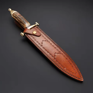 Cuchillo de Caza de Acero de Damasco con Mango de Asta de Ciervo, Personalizado al por Mayor, OEM/ODM, Alta Calidad, Supervivencia al Aire Libre, Color Personalizado - Product Image 5