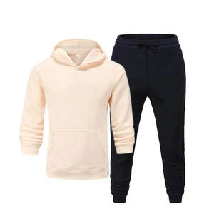 Ensemble de survêtement unisexe décontracté style streetwear coupe régulière à capuche imprimé uni avec strass, pantalon de jogging d'hiver 100% coton respirant 2-en-1 - Product Image 3