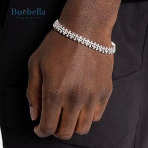 Hot Sale Hip Hop Iced Out Moissanite Cross Cuban <b>Bracelet</b> 8MM Moissanite 14 Karat White Gold Plated Cross Cuban <b>Bracelet</b> - Product Image 1