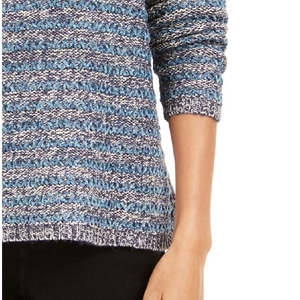 Cardigan da Donna Style & Co a Righe, Traspirante, in Maglia Intrecciata, Blu, Taglia Media, Stile Coreano per l'Autunno - Product Image 3