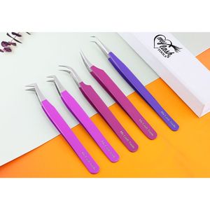 Las mejores herramientas de maquillaje de acero inoxidable, pinzas de pestañas de volumen, pinzas de pestañas de punta recta curvada de 90 grados para extensión de pestañas - Product Image 1