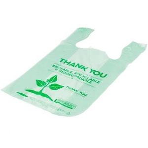 Sacs à provisions en plastique biodégradables Sacs de remerciement verts écologiques Sac en plastique biodégradable - Product Image 6
