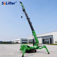 Mini-grue araignée compacte avec flèche télescopique et stabilisateurs hydrauliques pour la construction, l'installation de vitrages et le levage en intérieur