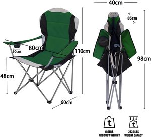 Chaises de Camping rembourrées pour adultes avec accoudoirs et porte-gobelet, robustes et pliables, portables pour la pêche, la plage, les voyages en <span class=keywords><strong>caravane</strong></span> - Product Image 4