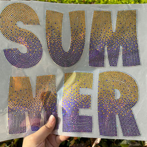 Sewill vente en gros plage bum personnalisé en couleur bleu rose vert conceptions visage souriant maman transferts de paillettes d'été - Product Image 1