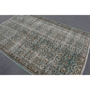 Alfombra de lana Vintage azul Beige de 5,4x8,2 pies, área grande clásica, rectángulo turco, patrón abstracto, Salas, modelo de habitación, respaldo de látex de 4m - Product Image 4