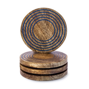 Sous-verres en noyer en bois à la demande forme ronde personnaliser la conception imprimée meilleur Durable et écologique pour l'utilisation de décor de table - Product Image 1