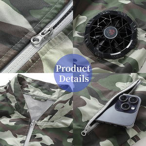 Summer <b>Cooling</b> Fan <b>Jacket</b> with Stand Collar High Power Fan 10000mAh Battery Breathable & Eco-Friendly Unisex Outdoor Workwear - Product Image 3