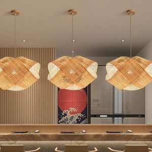 Lampe suspendue en bambou adaptée à la décoration intérieure, offrant un aspect écologique et une éclairage doux - Product Image 3