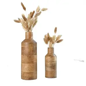 Vases décoratifs en bois faits à la main, en bois massif, idéal pour la décoration intérieure écologique et durable, étagère de bureau à domicile - Product Image 4