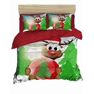 Juego de Funda Nórdica Doble 100% Algodón Ranforce con Estampado Digital Navideño Festivo, Ropa de Cama Clásica para el Hogar - Product Image 4