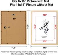 Lot de 4 cadres en bois de chêne avec verre trempé et montage mural vertical horizontal Idéal pour les photos, les certificats ou les œuvres d'art