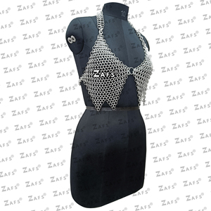 เสื้อเกราะหุ้มเกราะโซ่กระดุมทำจากอลูมิเนียมทำด้วยมือเสื้อครอปสำหรับผู้หญิงยุคกลางและชุดคอสเพลย์ขายส่งสั่งซื้อ - Product Image 2