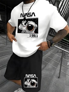 ชุดเสื้อยืดผ้าฝ้ายระบายอากาศได้ดีสำหรับผู้ชายชุดเสื้อกางเกงขาสั้นผ้าฝ้าย100% พิมพ์ลาย3D แบบกำหนดเอง - Product Image 2