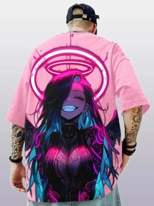 T-shirts surdimensionnés pour hommes motif imprimé par sublimation avec ourlet brut design de fond en détresse caractéristique extensible - Product Image 5