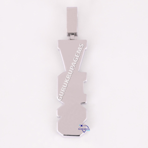Lettre verticale attrayante 14Kt or blanc massif diamant cultivé en laboratoire conception personnalisée Hip Hop pendentif bijoux pour rappeur - Product Image 6