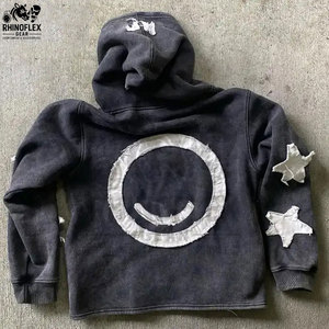 เสื้อฮู้ดดี้ผ้าฟลีซแบบซิปปักลายสไตล์วินเทจสำหรับผู้ชาย คอลเลคชั่นใหม่ ผลิตจากผ้าโพลีเอสเตอร์/คอตตอนผสมคุณภาพสูง - Product Image 2