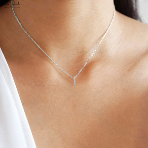 เครื่องประดับอินเทรนด์ชุดจี้เพชรสามชิ้นแบบมินิมอล0.09 CT ง่ามจี้เพชรสีขาวเครื่องประดับขายส่ง - Product Image 3