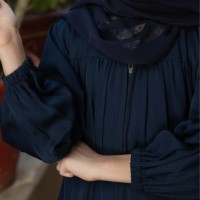 Robe longue vintage d'été en mousseline de soie 100 % naturelle et écologique, coupe droite modeste pour femmes musulmanes du Moyen-Orient, à manches longues, style Watteau