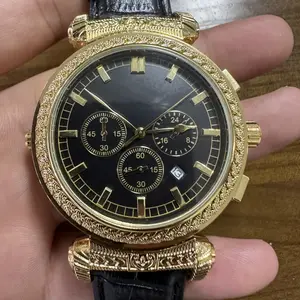 Jam tangan Grandmaster Chime pria, arloji wajah ganda, sabuk gerakan kuarsa, kasual Retro dengan kotak hadiah