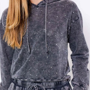 เสื้อฮู้ดกันหนาวมีสไตล์สำหรับผู้หญิงเสื้อฮู้ดแฟชั่นประดับพลอยเทียมทรงหลวมระบายอากาศได้ดีมีสไตล์ - Product Image 5