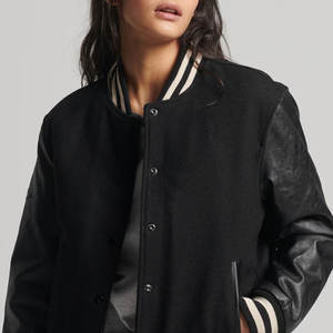 Chaqueta Varsity de mujer con aspecto inspirado en los deportes americanos clásicos, prendas de vestir exteriores a la moda con comodidad informal, chaqueta Varsity para mujer - Product Image 3