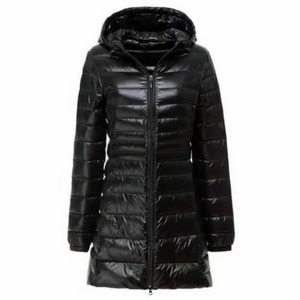 Veste longue matelassée pour femmes grande taille pour l'hiver, col montant, capuche, fermeture éclair décontractée, veste longue matelassée - Product Image 1