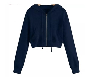 Wholesale Women's Cotton Hoodie Custom Embroidered Logo Breathable <b>Winter</b> Lined Crop <b>Top</b> Sport Hoodie Plain Cropped Design - Product Image 5