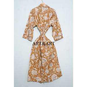 Kimono de Algodón para Mujer, Hecho a Mano, con Estampado Floral, Estilo Japonés, Largo hasta el Suelo, Lavable, de Secado Rápido, Bata de Verano, Ropa de Playa, Ropa de Estar por Casa - Product Image 6