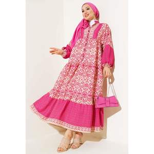 Robe superposée à demi-boutons Fuchsia - Product Image 1