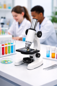 Microscopio Monocular Compuesto para Estudiantes (Modelo de Laboratorio Educativo) Material de Metal y PVC Tamaño 22-25cm - Product Image 3