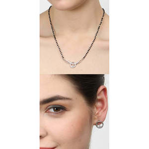 Compre un Conjunto de Mangalsutra de Plata Pura, Joyería Fina con Diamante de Corte Esmeralda Chapado en Oro, para Regalo de Boda o Fiesta para Esposa - Product Image 6