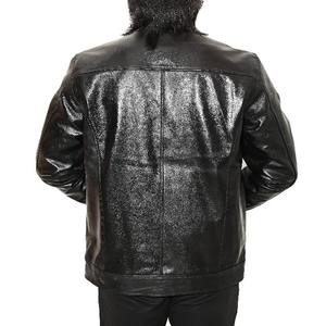 <b>Men's</b> High Quality Genuine Leather Stand Collar Motorcycle Jacket Winter Casual <b>Zipper</b> <b>Cardigan</b> - Product Image 2