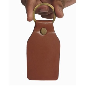 พวงกุญแจหนังสีน้ำตาลตามสั่งพวงกุญแจหนังแท้หรูหราแฟชั่นสเตนเลสสตีลพวงกุญแจหนังแท้ส่วนตัว - Product Image 1