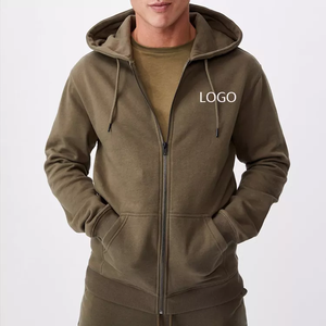 Sudaderas con capucha y cremallera completa para hombre de alta calidad, diseño personalizado, logotipo bordado en relieve, transpirable, ecológico, otoño sólido - Product Image 1