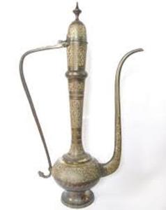 Produit émaillé Aftaba Dallah en laiton doré fabriqué à la main Service à café et thé décoratif - Product Image 1