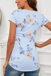 T-shirt de maternité en coton à manches courtes pour femme, respirant, imprimé, sur mesure, pour l'allaitement et la grossesse - Vente en gros - Product Image 5
