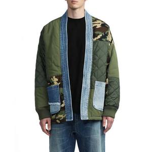 Nouvelle veste d'hiver pour homme 2026, camouflage, col en V, rembourrage en duvet, longue, à capuche, double poches, design unique de fermeture éclair, patchwork en denim, extérieur - Product Image 3