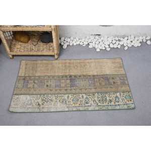 พรมขนาด 1.9x3.4 ฟุต, พรมตุรกีโบราณ, พรมขนสัตว์สีเบจ - Product Image 3