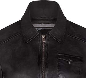 Hot Sale Plus Size <b>Men</b> High Street Real Leather Jacket Black Custom Front Label Wholesale Blank Brown Leather Stand Collar - Product Image 4