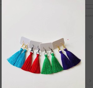 Small Tassel Earrings / Sterling Silver Earrings / Bohemian Earrings Quality <b>Emerald</b> Green Beaded Tassel Earrings - Product Image 1