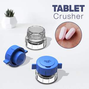 Hot Sale Custom Logo Promotion Round Blue Lid Pill Splitter Crusher Plastic Mini Crusher <b>Grinder</b> CE Certified OTICA Brand - Product Image 2