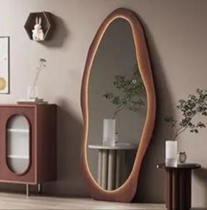 Rustic Farmhouse Style Wooden Wall <b>Mirror</b> Frame <b>Crafted</b> with Intricate Designs for Classic Home Styling Needs - Product Image 4