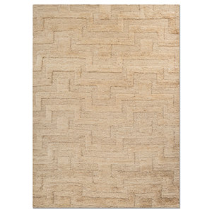 Alfombras de Yute y Cáñamo Anudadas a Mano Hula, Beige y Marrón con Patrón Geométrico para Uso Doméstico-Px-1898 - Product Image 1